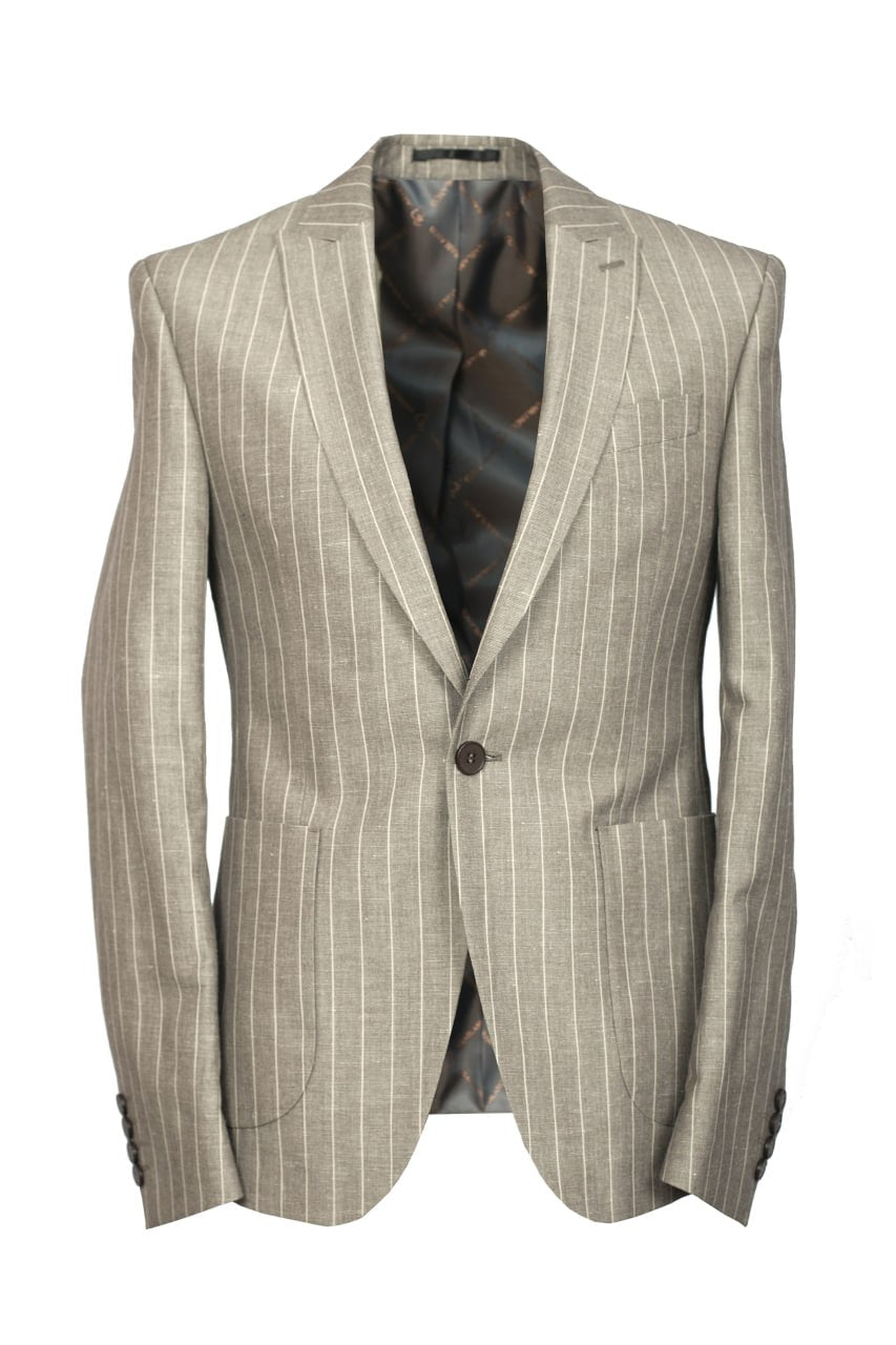 Costume seul bouton rayé - Beige