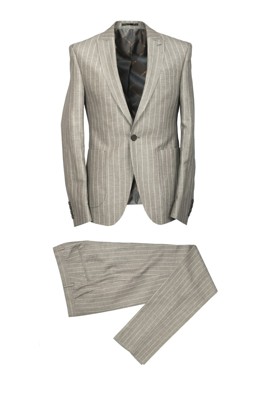 Costume seul bouton rayé - Beige