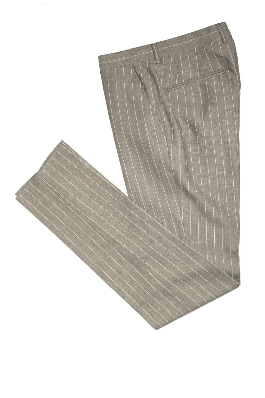 Costume seul bouton rayé - Beige