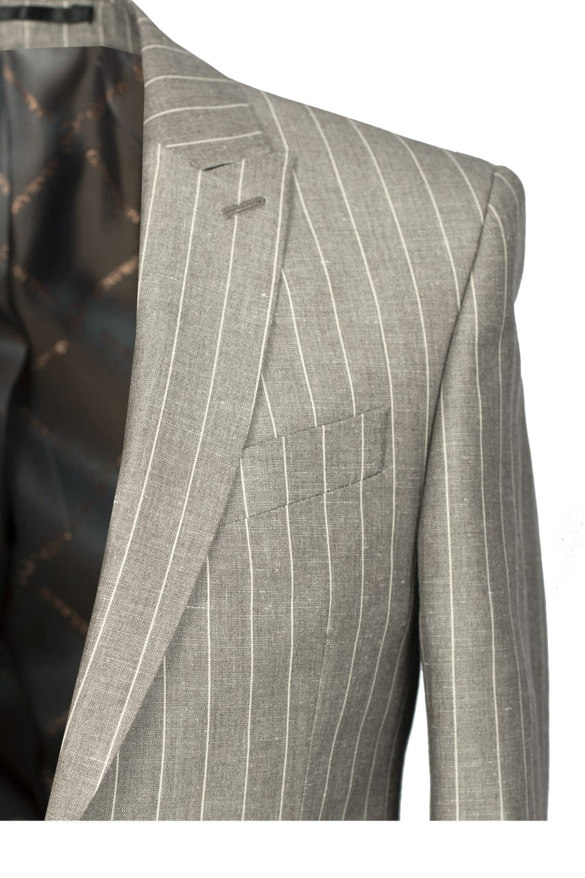 Costume seul bouton rayé - Beige