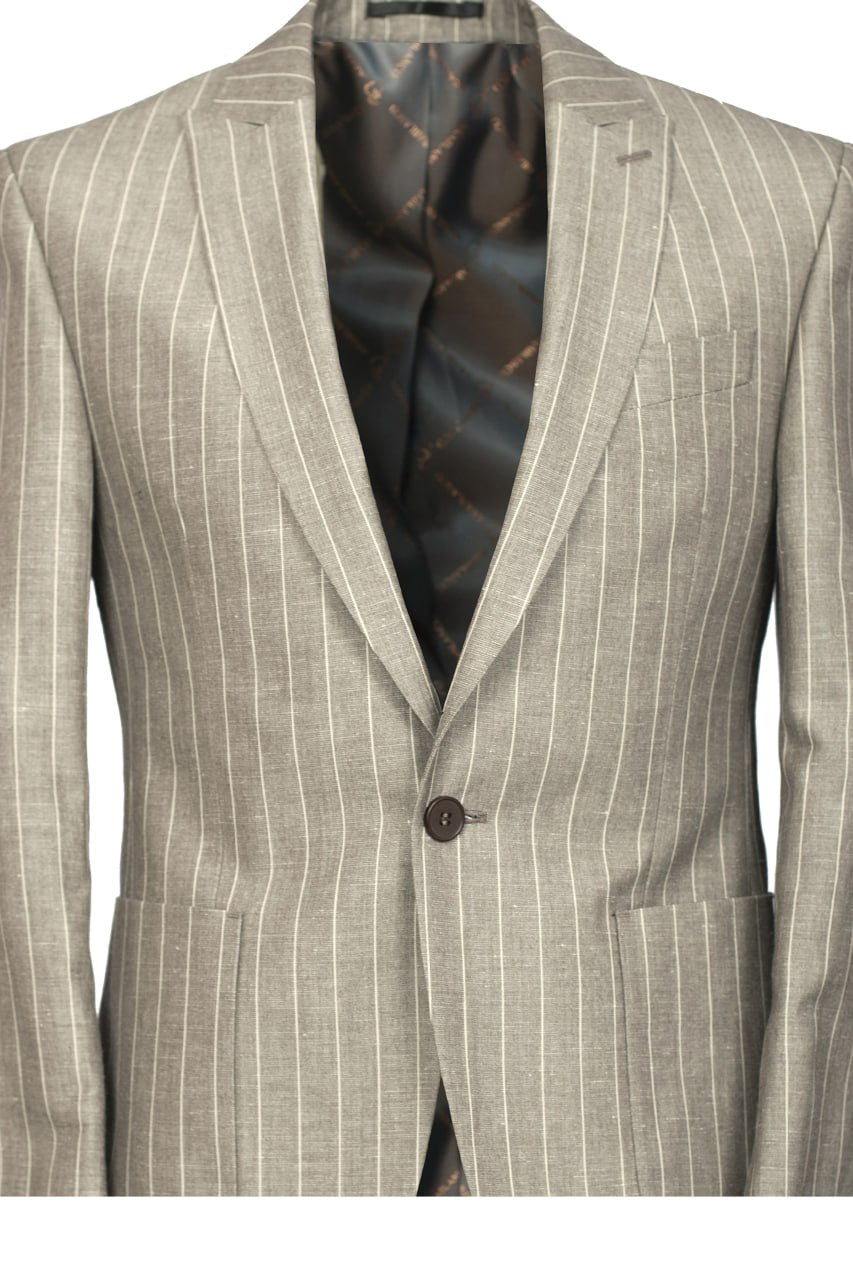 Costume seul bouton rayé - Beige