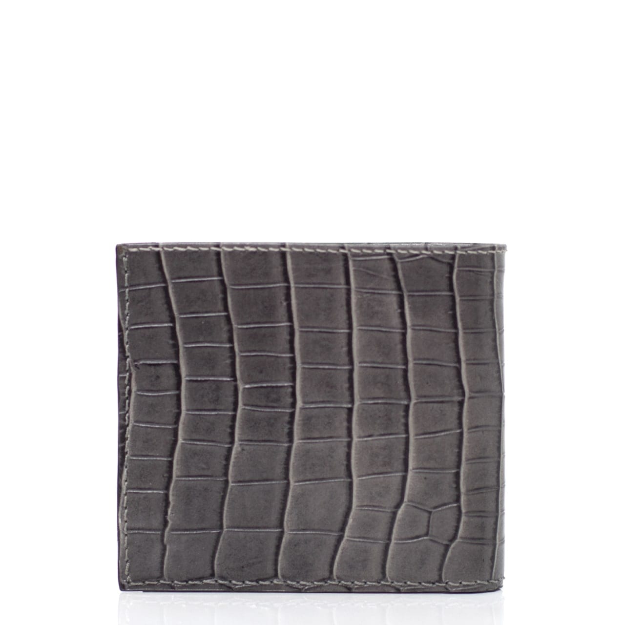 PORTFEUILLE CUIR CROCO GRIS
