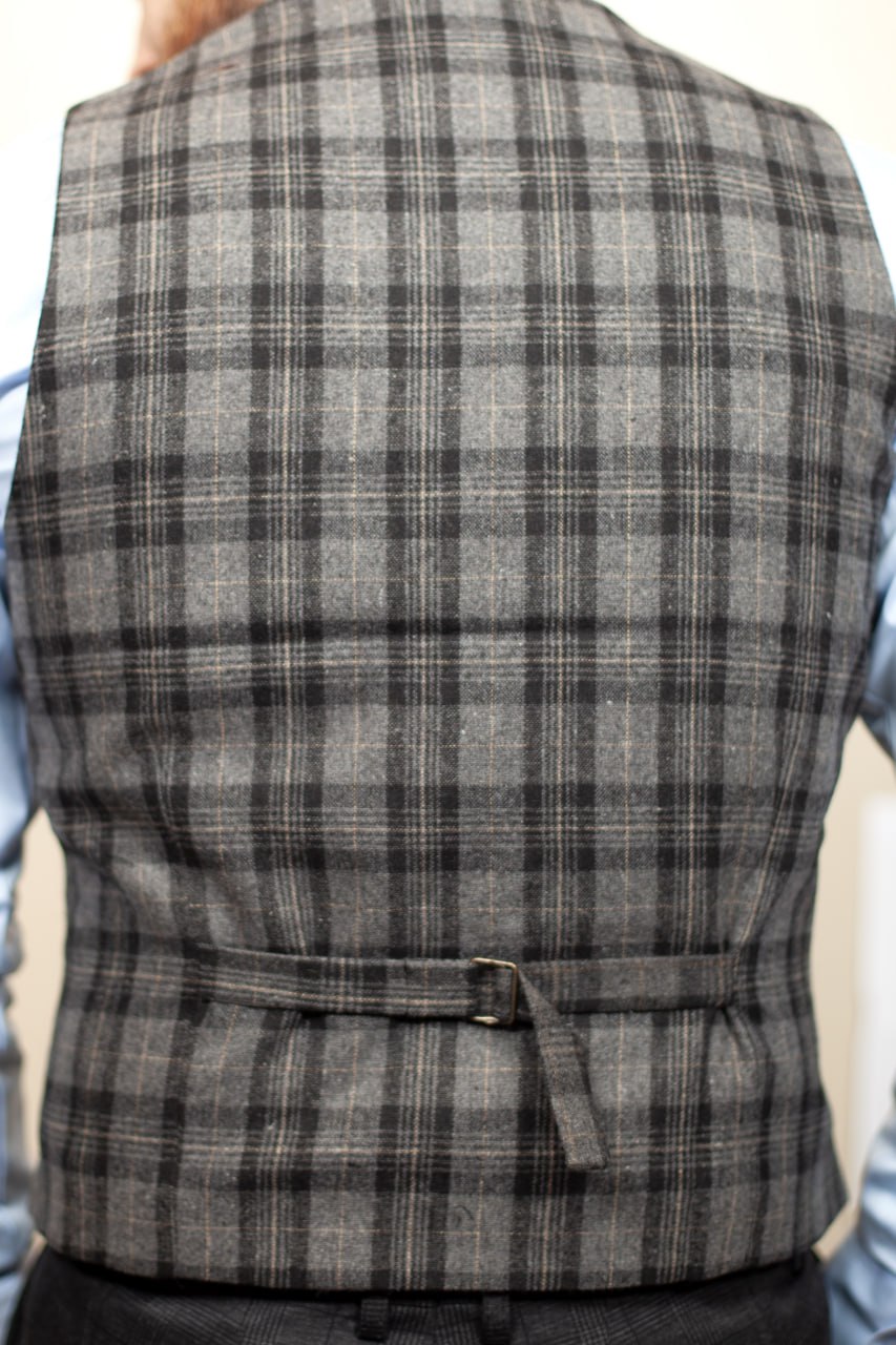Gilet Costume Carreaux  Gris&Noir