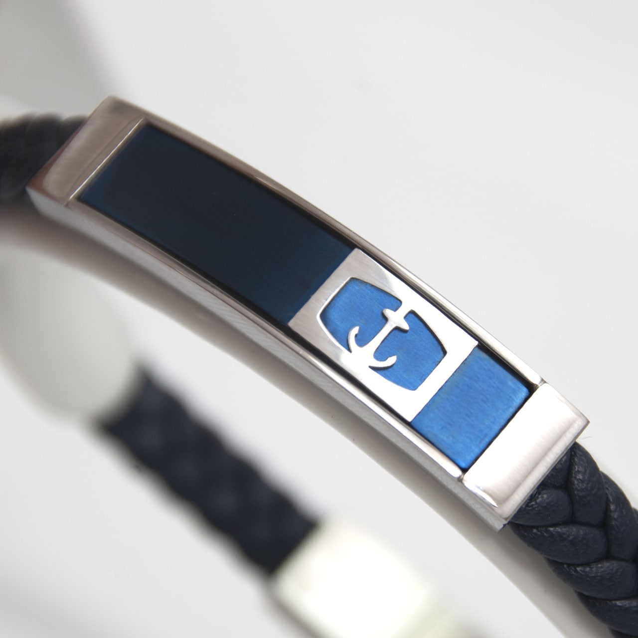 Bracelet Tressé Motif Ancre Bleu
