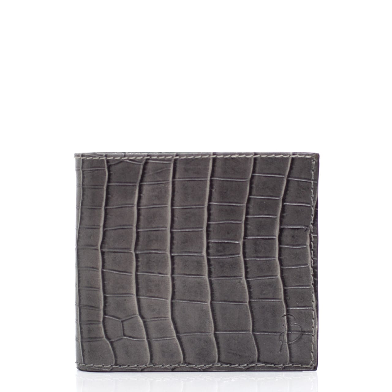 PORTFEUILLE CUIR CROCO GRIS