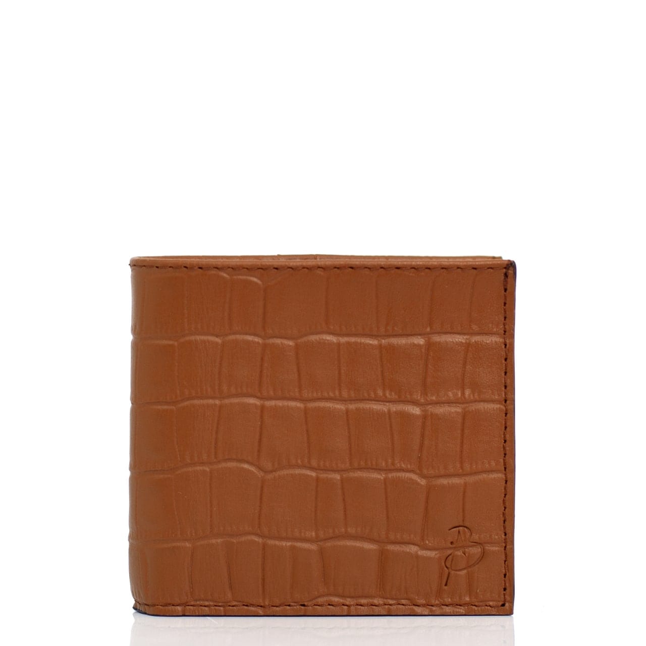 Portfeuille Cuir Croco Marron Clair