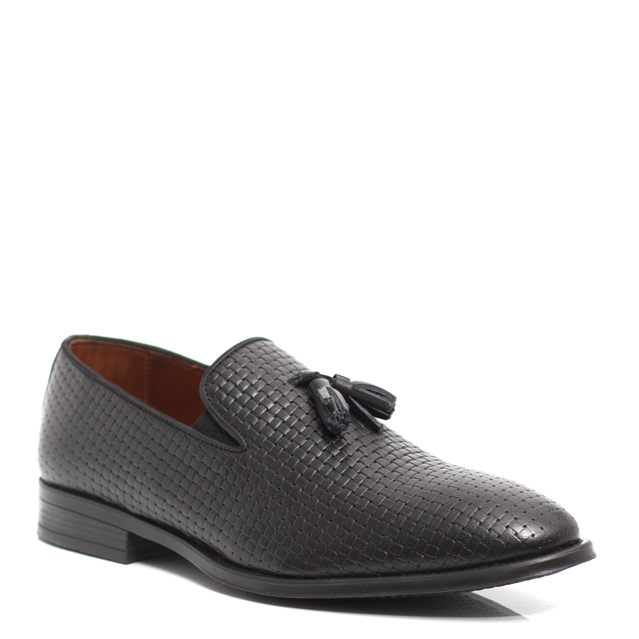 MOCASSIN EN CUIR TRESSÉ NOIR
