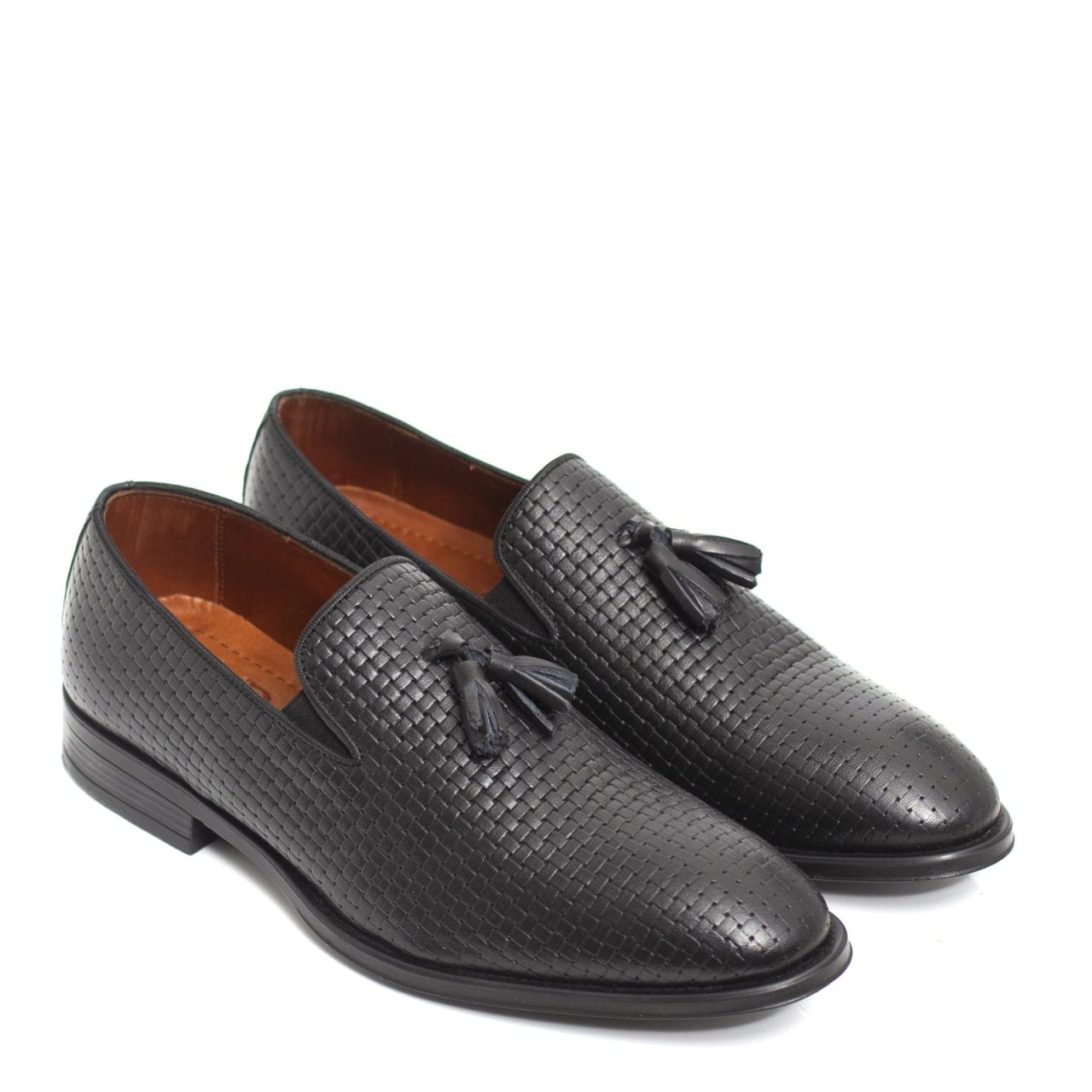 MOCASSIN EN CUIR TRESSÉ NOIR