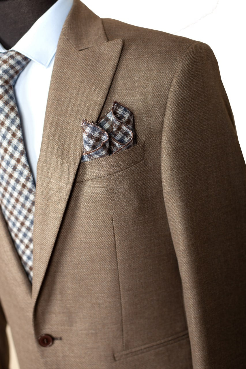 Costume Slim Seul Bouton Marron