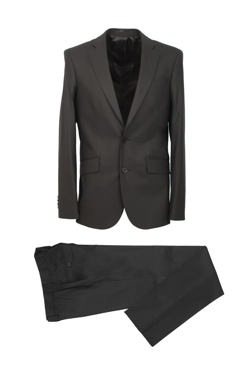 Costume Noir En Laine - 2 Boutons
