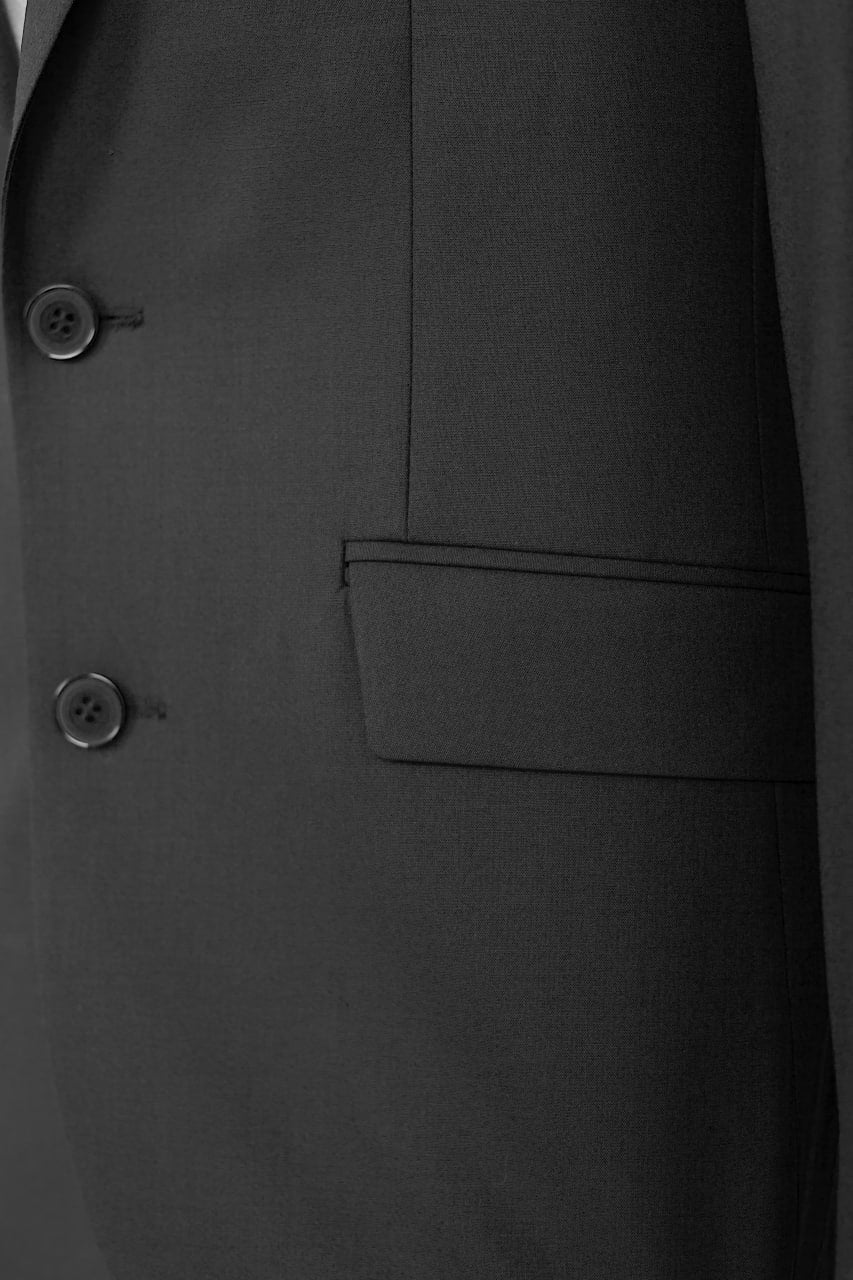 Costume Noir En Laine - 2 Boutons