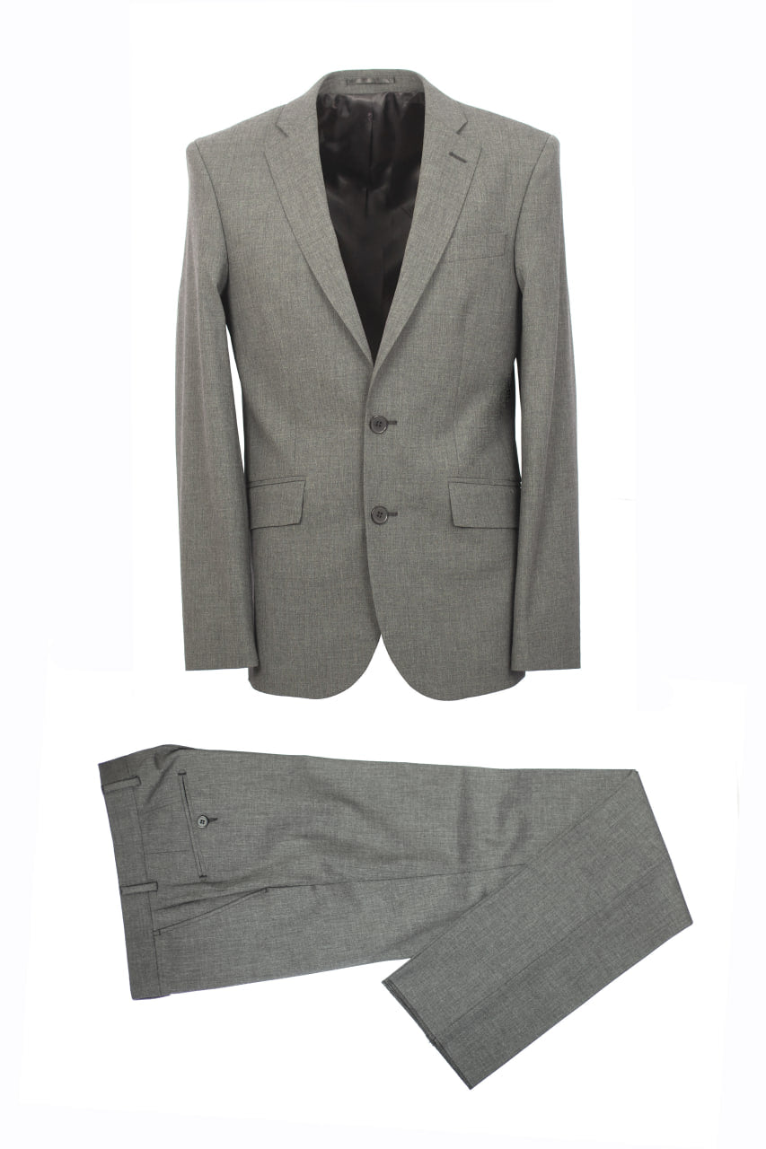 Costume Gris Acier En Laine  - 2 Boutons